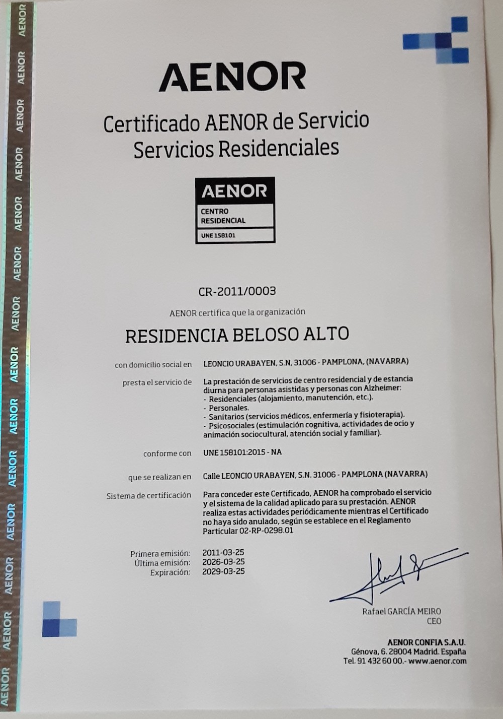 Certificado Norma UNE 158101 - Renovamos nuestro compromiso: Certificados un año más en la Norma UNE 158101