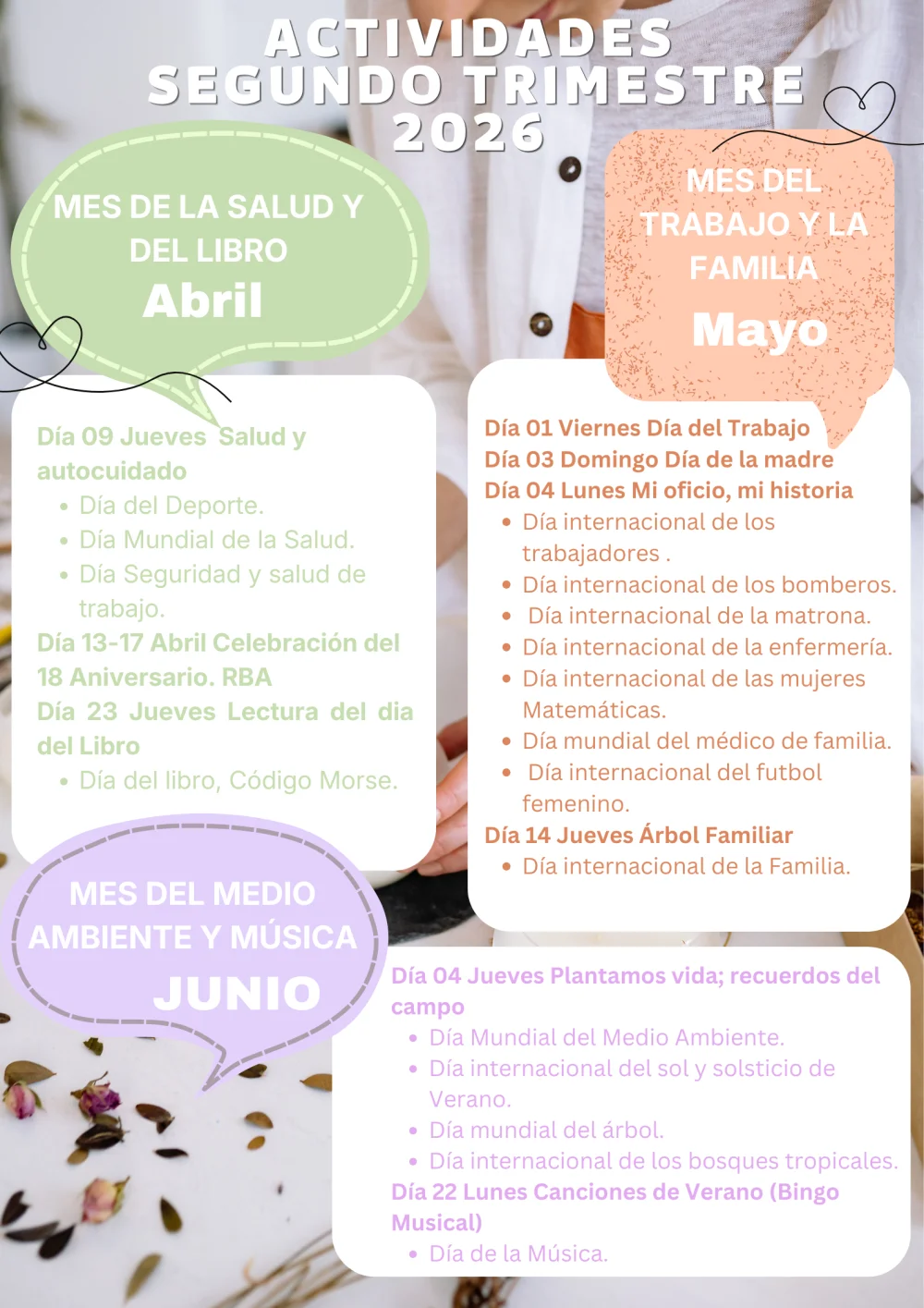 Programa de actividades para el segundo trimestre de 2026 - Programa de actividades para el segundo trimestre de 2026