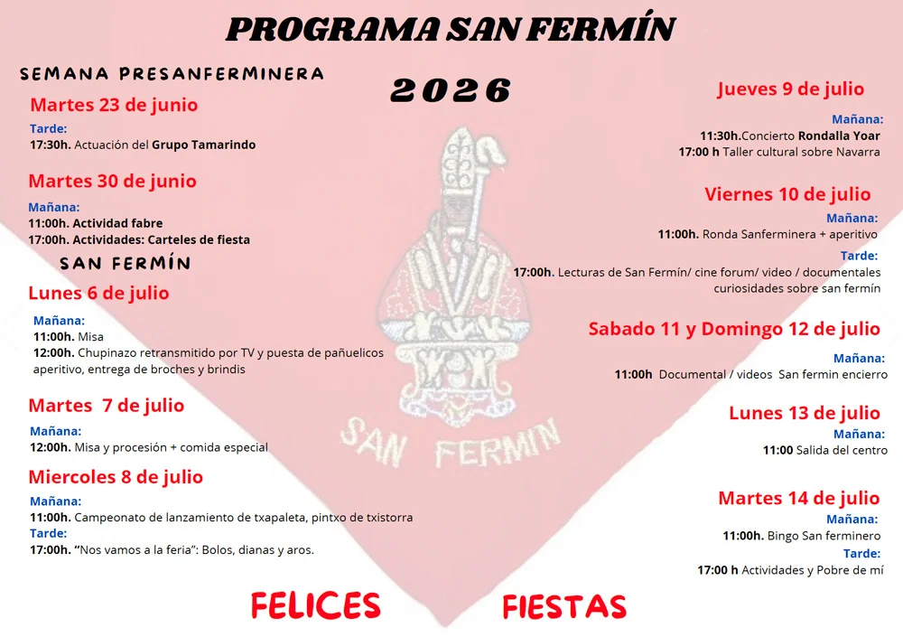 Residencia Beloso Alto celebra San Fermín 2026 3 - Residencia Beloso Alto - Pamplona Programa de San Fermín 2026 en la residencia - Residencia Beloso Alto celebra San Fermín 2026