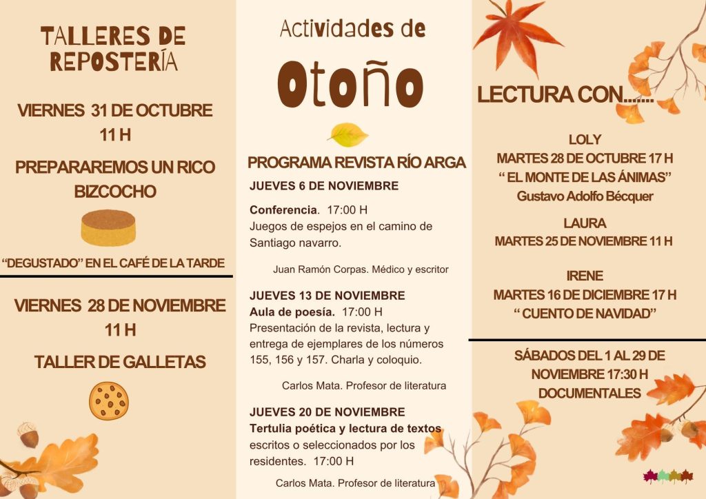 Actividades de Otoño: talleres, lecturas y cine para disfrutar en comunidad 1 - Residencia Beloso Alto - Pamplona Actividades Otoño Residencia Beloso Alto