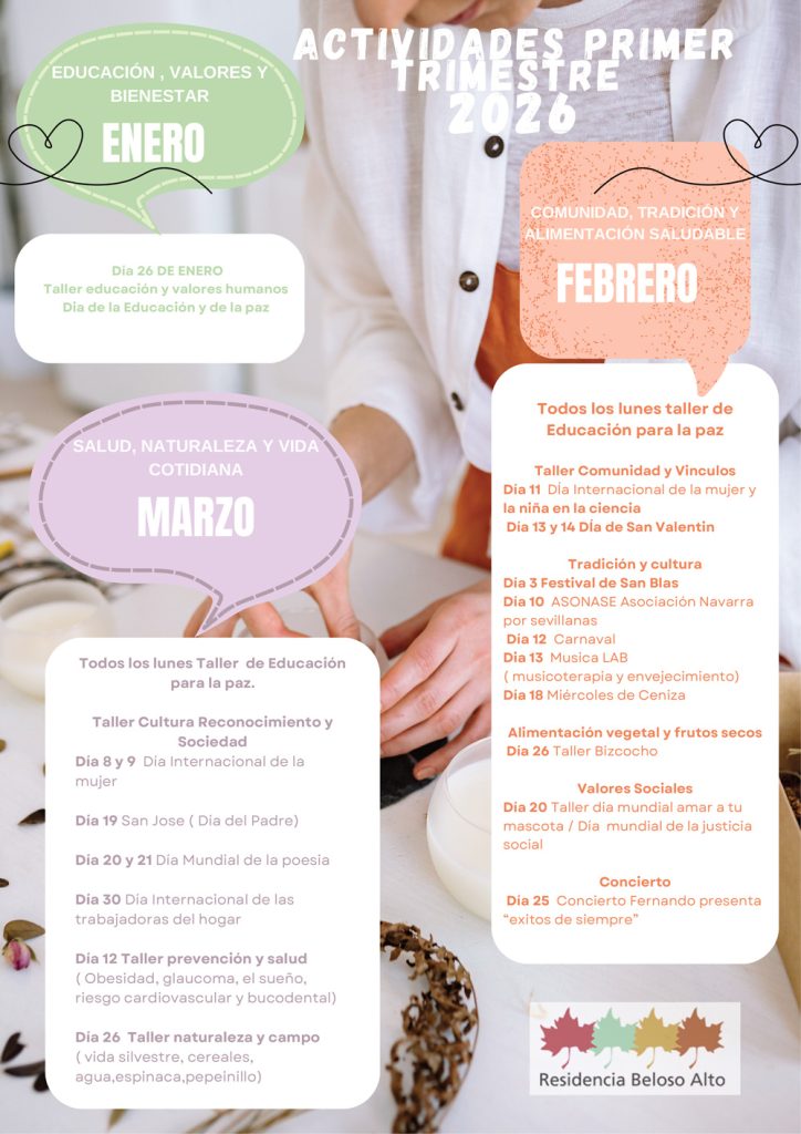 Actividades primer trimestre 2026 - Programa de actividades para el primer trimestre de 2026